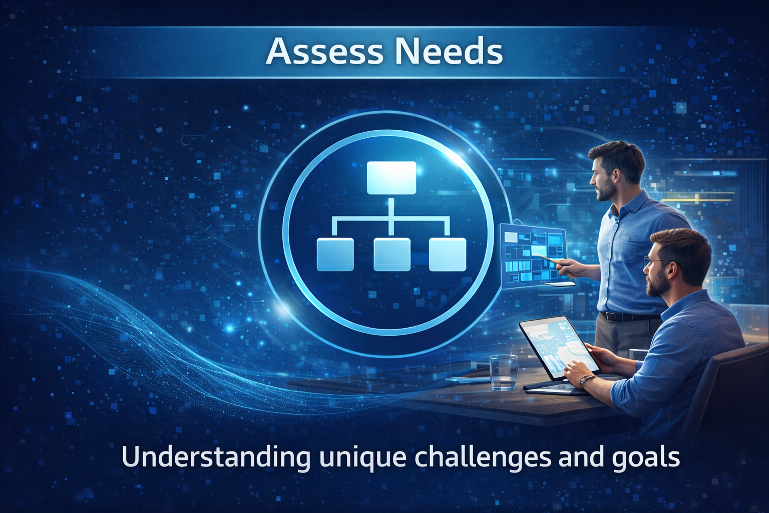 Illustration representing assessing access needs and organisational readiness